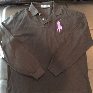 Men's long sleeve black polo by Ralph Lauren